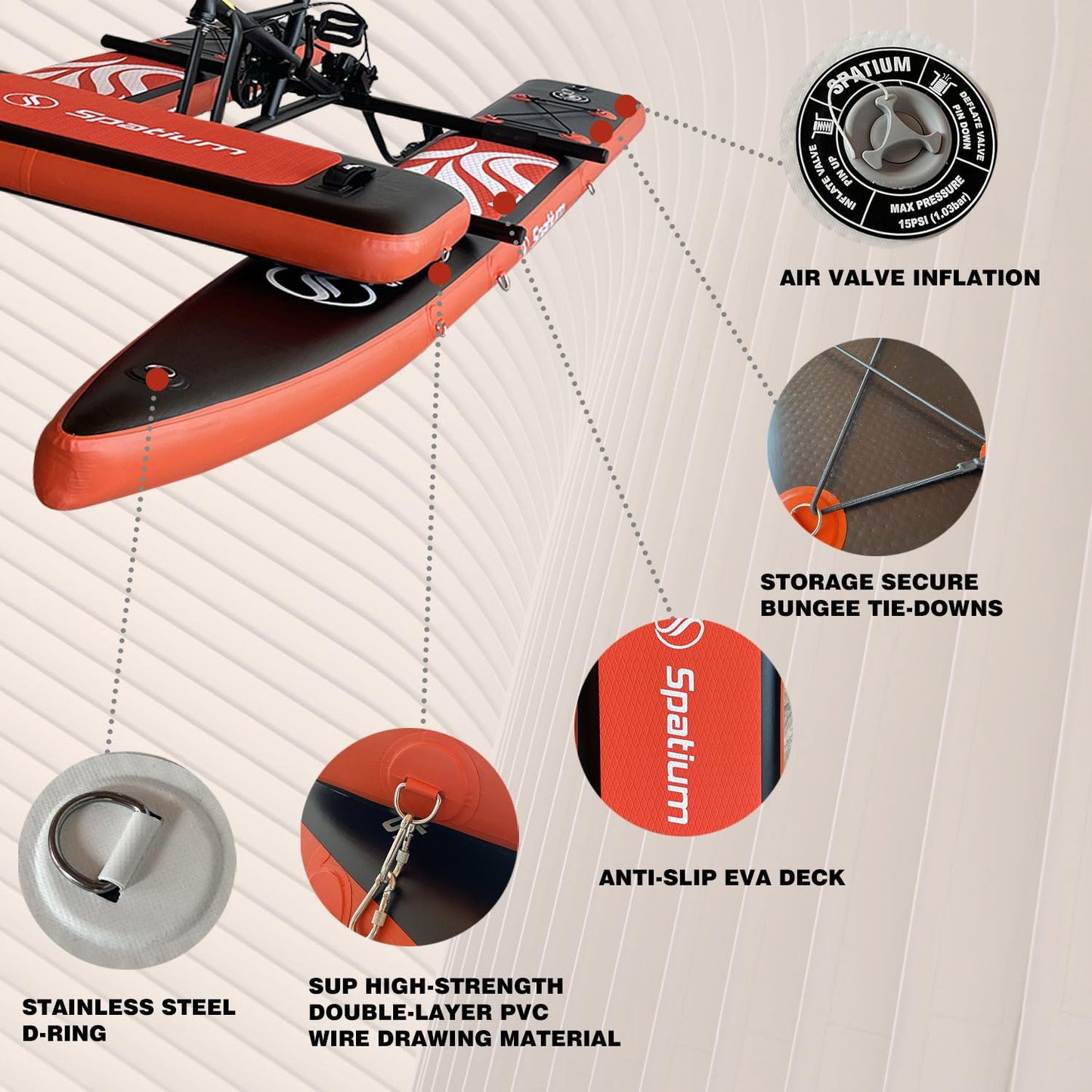 Spatium SUP Water Bike Boats for Lake Inflatable Water Bikes 2.0 Medal Pedal Boats Inflatable Fishing Boat Pedal Kayak Water Sports+Mat