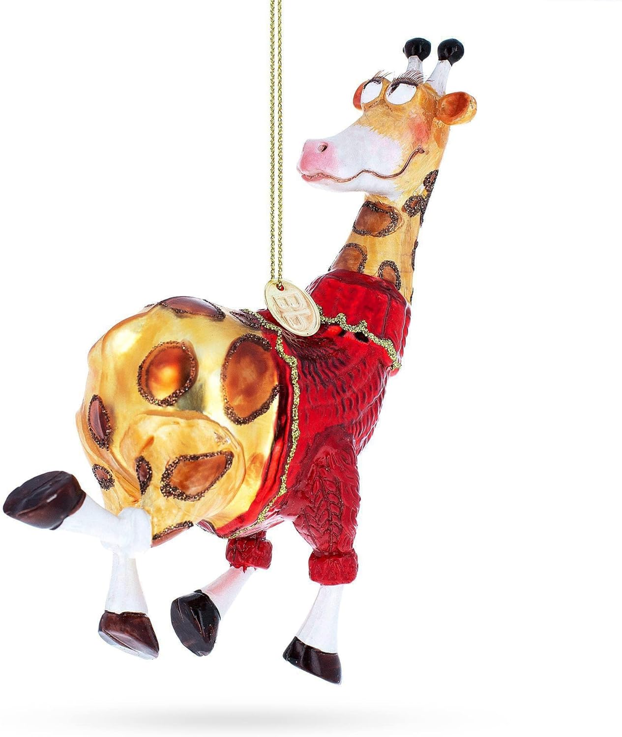 Stylish Giraffe Blown Glass Christmas Ornament