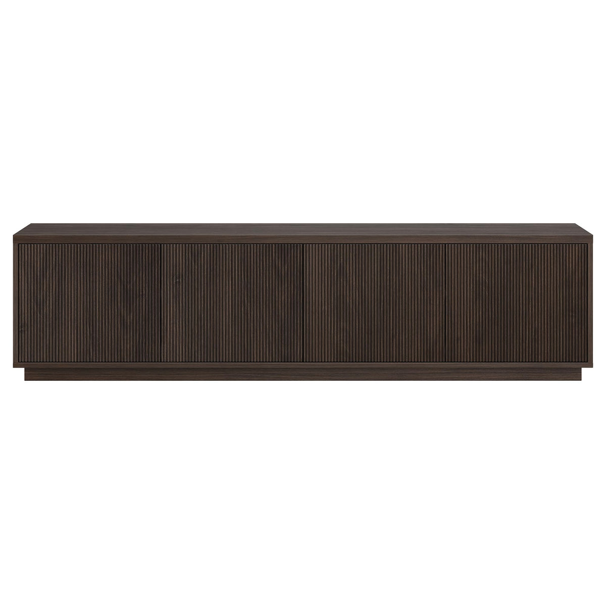 Henn&Hart Fluted TV Stand for TVs up to 85" with 2 Concealed Ribbed Storage Cabinets and Adjustable Shelves for Living Room, Family Room, or Office, Rich Brown