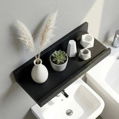 12 5.5inch, 2 Pack Z metnal Wood Floating Shelves, Small Natural Wooden Display Wall Shelf for Picture Ledge, Wall