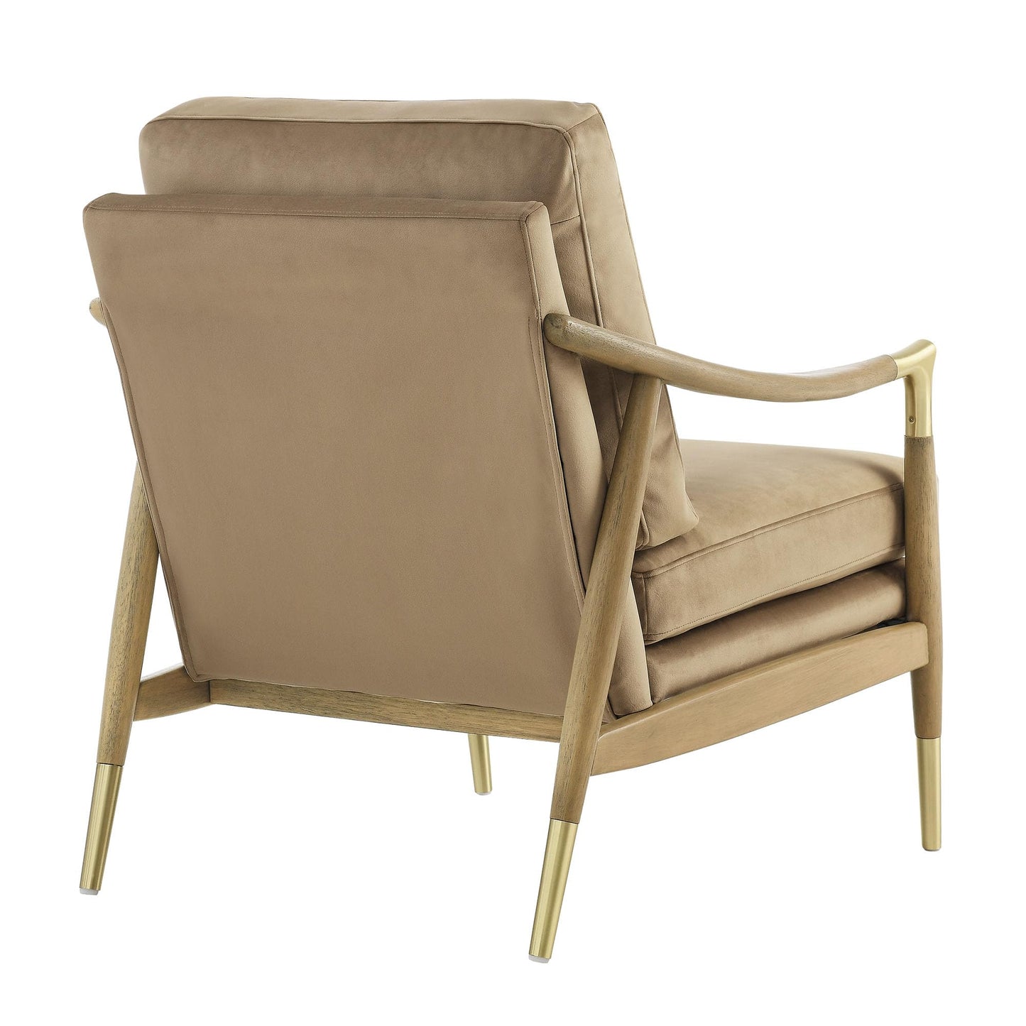 Modway Langford Stain-Resistant Performance Velvet Armchair – Mid Century Modern Velvet Chair with Wood Frame – Upholstered Accent Chair for Living Room or Bedroom