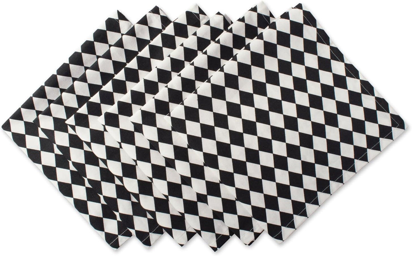DII Halloween Tabletop Napkin Set, Harlequin Collection, Black and Cream, 6 Piece