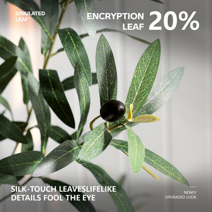 VeriNatural Olive Trees Artificial Indoor, 8FT Tall Faux Olive Tree with Round White Planter, UV Resistant Outdoor Large Fake Olive Plants for Modern Home Decor Living Room Office