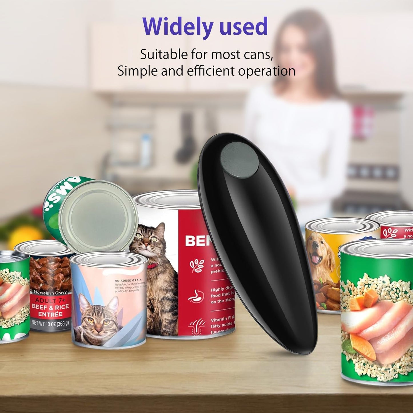Electric Can Opener, Handheld One-touch Automatic Can opener, Smooth Edge Kitchen Gadget Can Openers Electric for Seniors with Arthritis