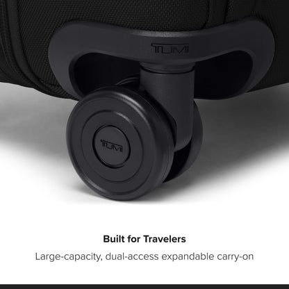 TUMI - Alpha Large Dual Access Expandable 4-Wheeled Carry-On Luggage - Zipper Expansion - Durable and Lightweight Travel Suitcase - TSA Lock Tracer - Black