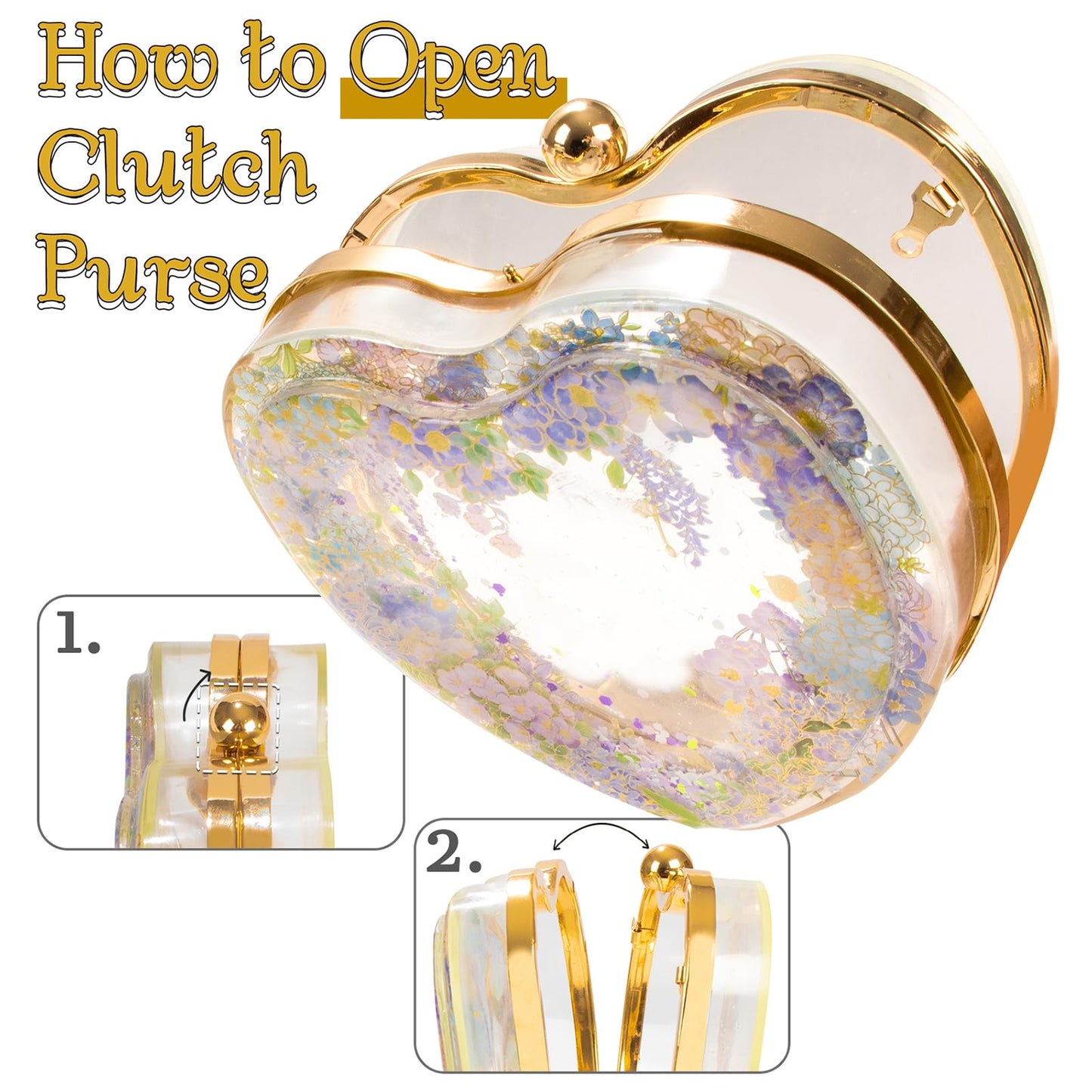 FUNSHOWCASE Resin Shaker Mold Clutch Purse Complete Kits of 9 6" Large Heart Bag DIY Accessories