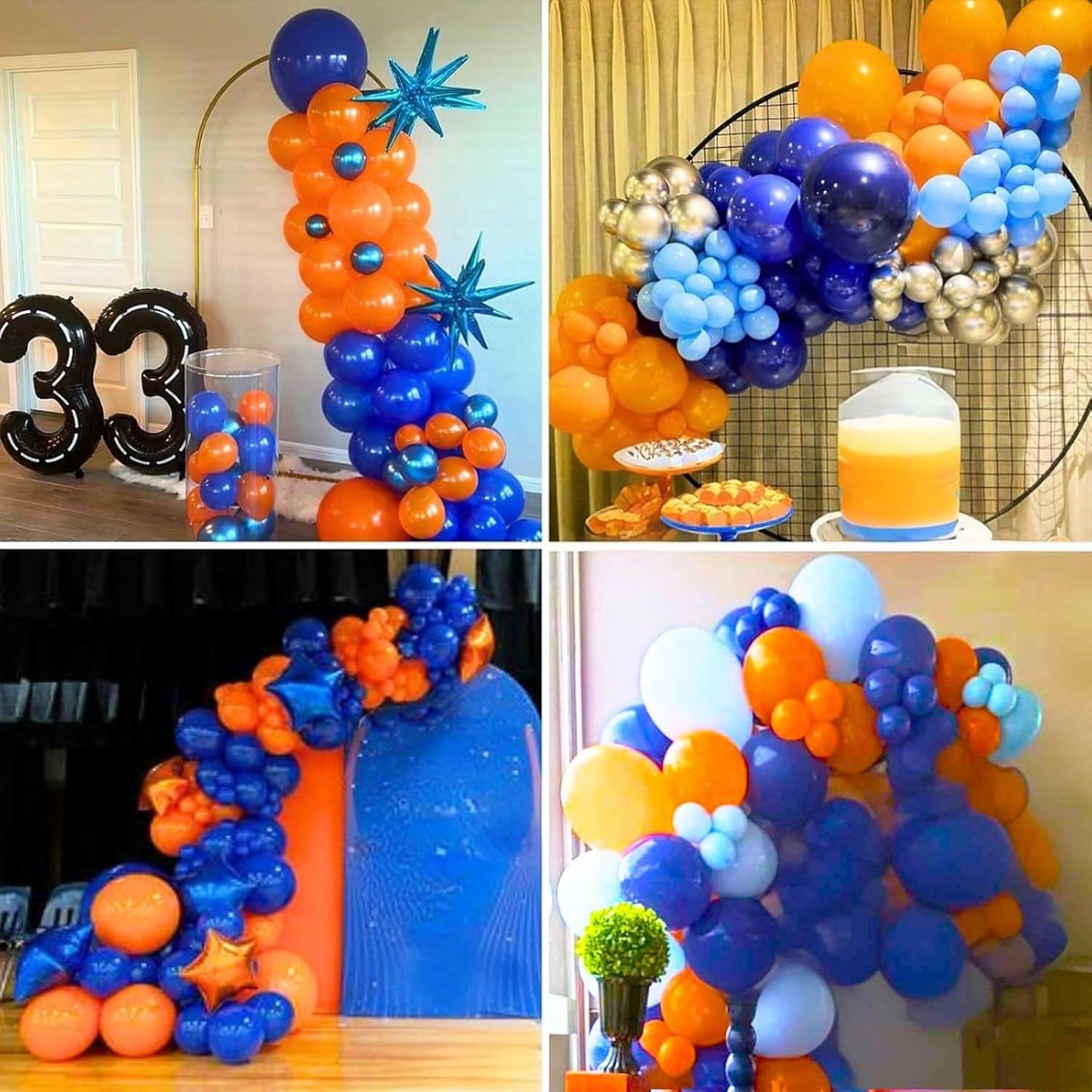 Royal Blue & Matt Orange Balloons by [Brand Name] - 12-Inch Metallic Latex Party Decor for Kids' Anime Birthday