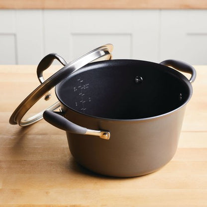 Anolon Advanced Home Hard-Anodized Nonstick Tapered Sauce Pan/Saucepot, 4.5-Quart (Moonstone)
