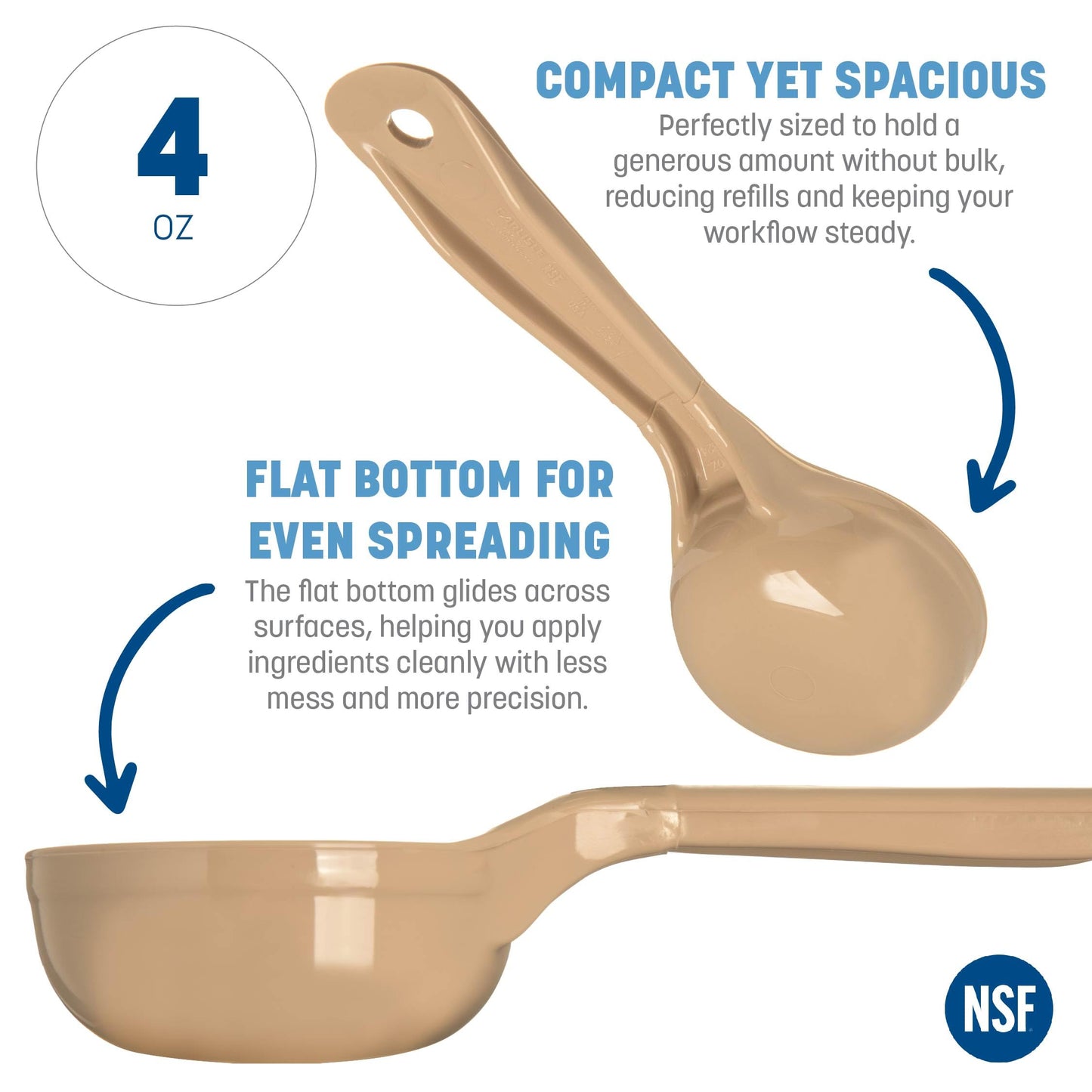 Carlisle FoodService Products Short Handle Portion Control Spoon 4 Ounces Beige