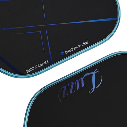 Luzz Pickleball Paddle, Thermoformed Blue Blaze Inferno 3D Grooved Carbon Fiber Pickleball Paddles Microporous Polymer Core Exceptional Spin and Power 16mm Composite Pickle Ball Rackets for Players
