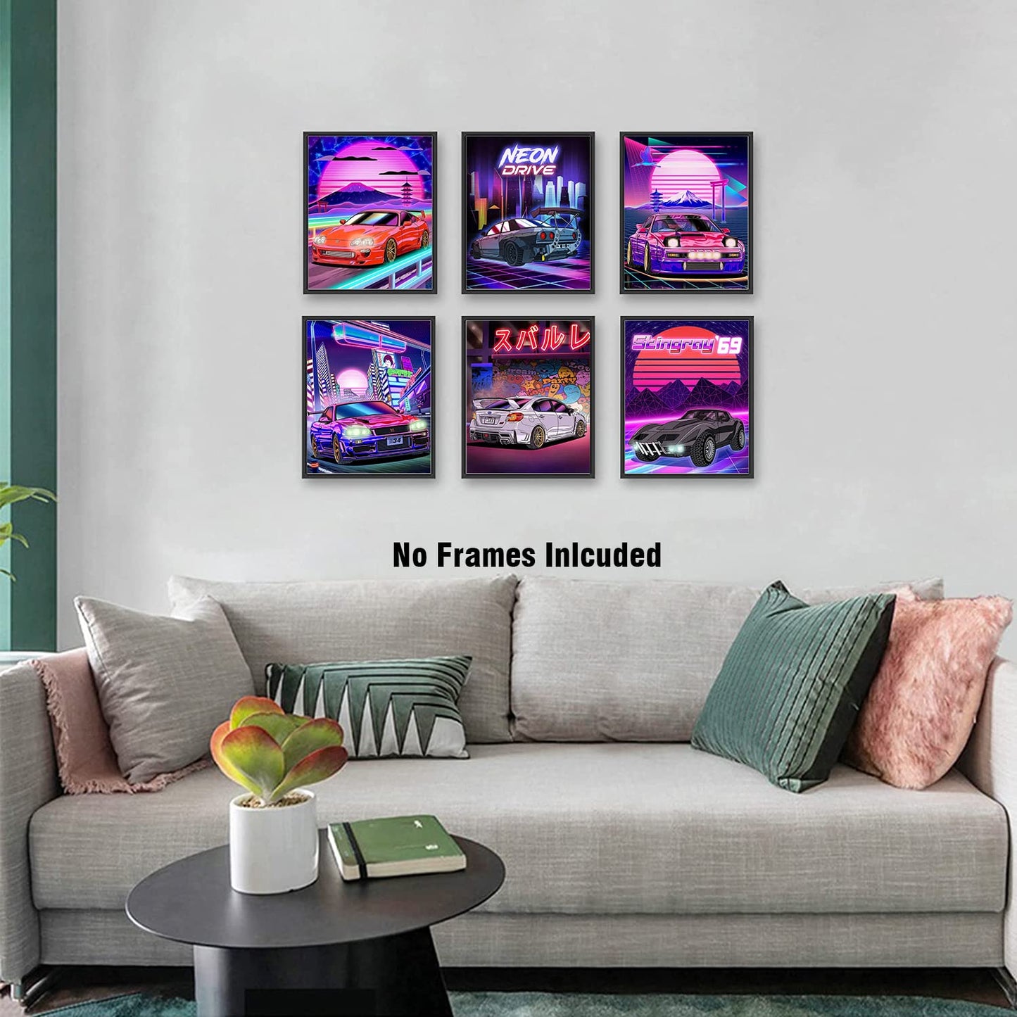 Modern Car Posters Classic Supercar Wall Art Prints, Cool Racing Ferrari Lamborghini McLaren Pagani Canvas Posters for Man Cave Boys Room Wall Decor, Sports Car Art Prints, Set of 4 (8"x10" Unframed)
