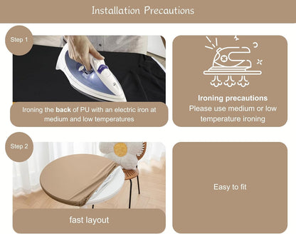 24 Inch Coffee,24"Dia) Round Fitted PU Tablecloth with High Elastic Edge Dia Waterproof Oil Proof Table Cloth