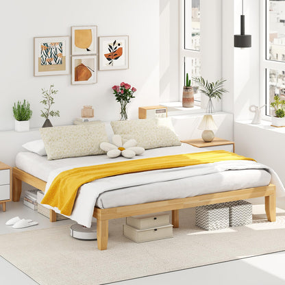 KOMFOTT 14 Inches Wood Platform Bed Frame King Size, Wooden Mattress Foundation with Rubber Wood Frame, Strong Wooden Slats Support, No Box Spring Needed, Bed Frame (Natural)