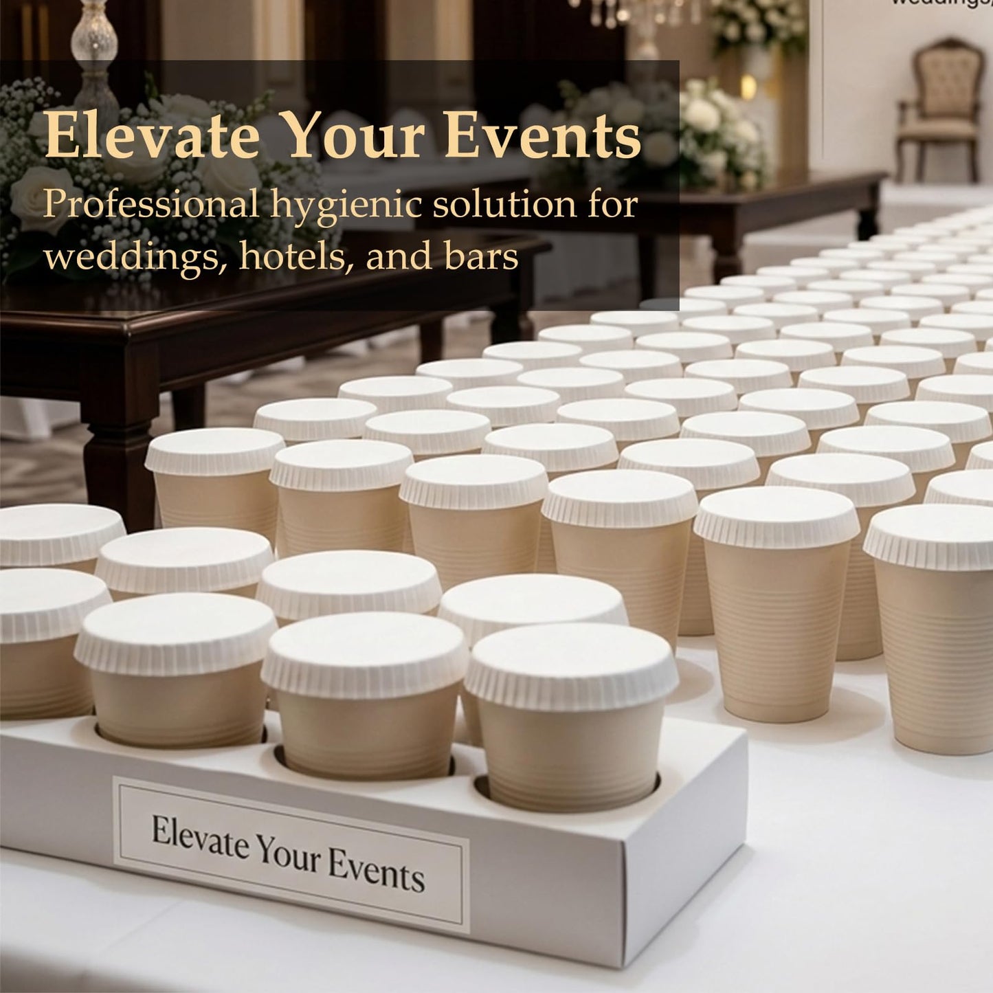 100pcs Disposable Paper Cup Cover, 3.54 inches Recycled Drinking Lid, White Coffee Cup Cover, Hot Cup Lids for Home Kitchen Cafe Parties Wedding Hotel Bars (Without Hole)