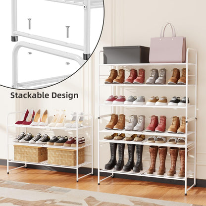 3 33" Closet, SUFAUY Tier Wide White Metal Shoe Rack for Stackable