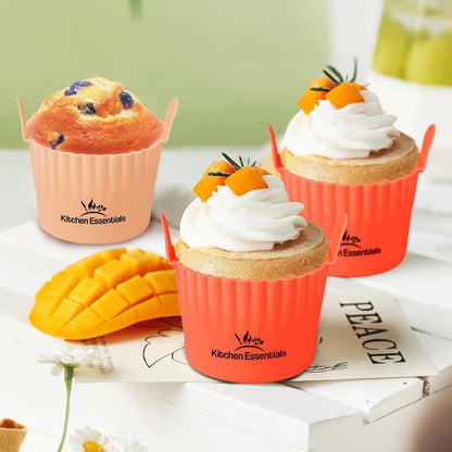 Air Fryer Baking Ramekins, Premium Food-Grade Silicone Mold Cups, 4-Pack for Muffins, Cupcakes, Puddings, Tarts