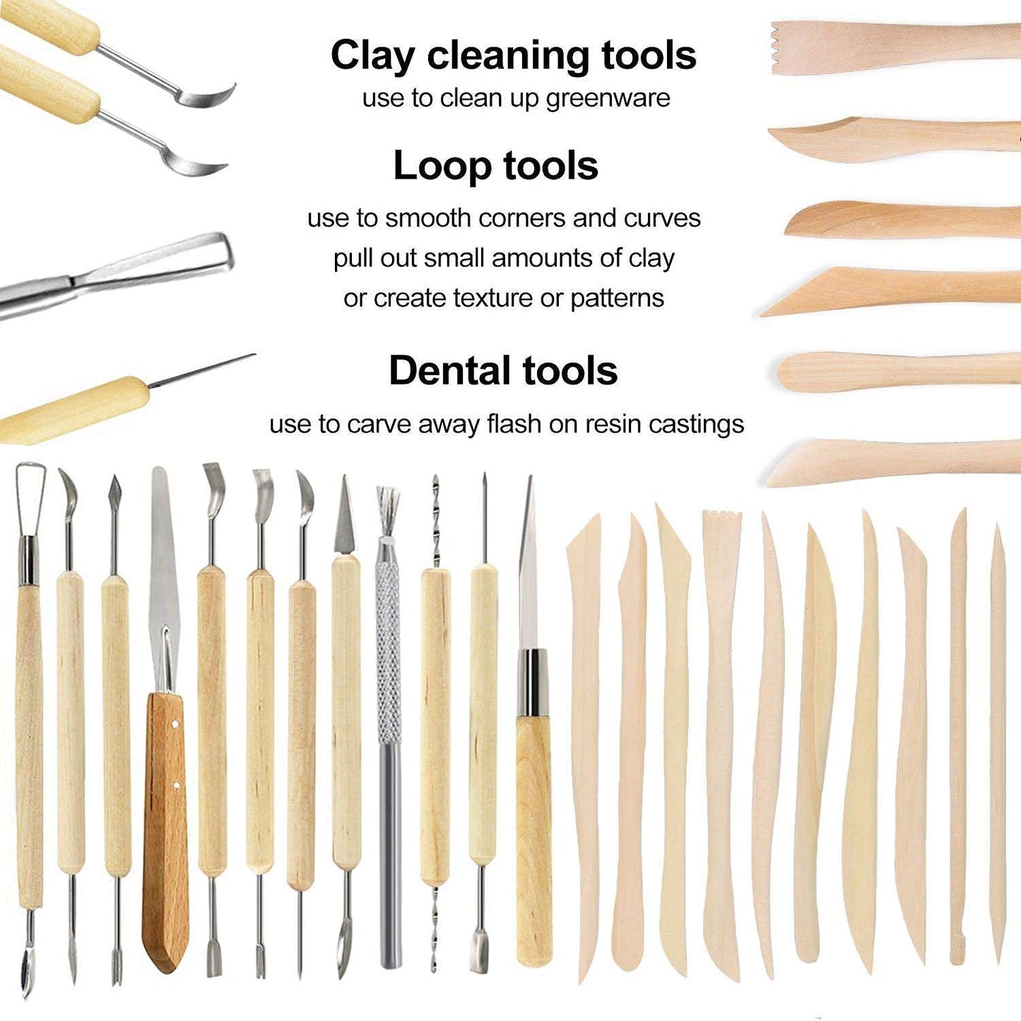 Augernis 57PCS Ceramic Clay Tools Set with Plastic Case Modeling Pottery Sculpting Tools Kits for Beginners Professionals Crafts Polymer Clay Club, Dotting, Ribbon Trimming
