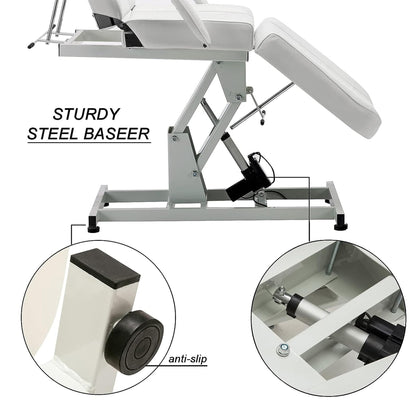 BarberPub Salon SPA Massage Bed Tattoo Chair Facial Adjustable Table Beauty Equipment 0100 (White)