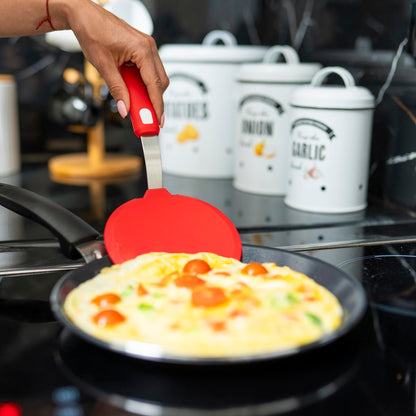 Dalup Enterprises Wide Silicone Pancake Spatula – Large Heat-Resistant Turner for Cooking | Nonstick Safe | Stainless-Steel Reinforced Core & Easy-Grip Handle