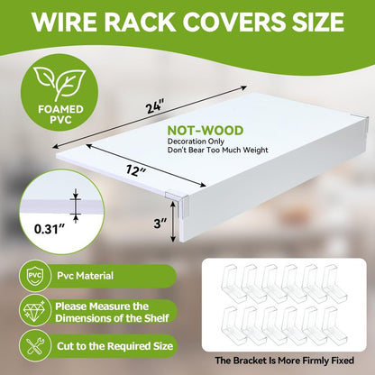 5 PCS Wire Shelf Covers,24*12 Wire Rack Covers for Shelves,0.31in Thick PVC Wood-Look Faux Shelf Cover for Wires Shelving,Moisture Resistant Durable,Easy to Cut Install,Shelves Cover for Pantry Closet