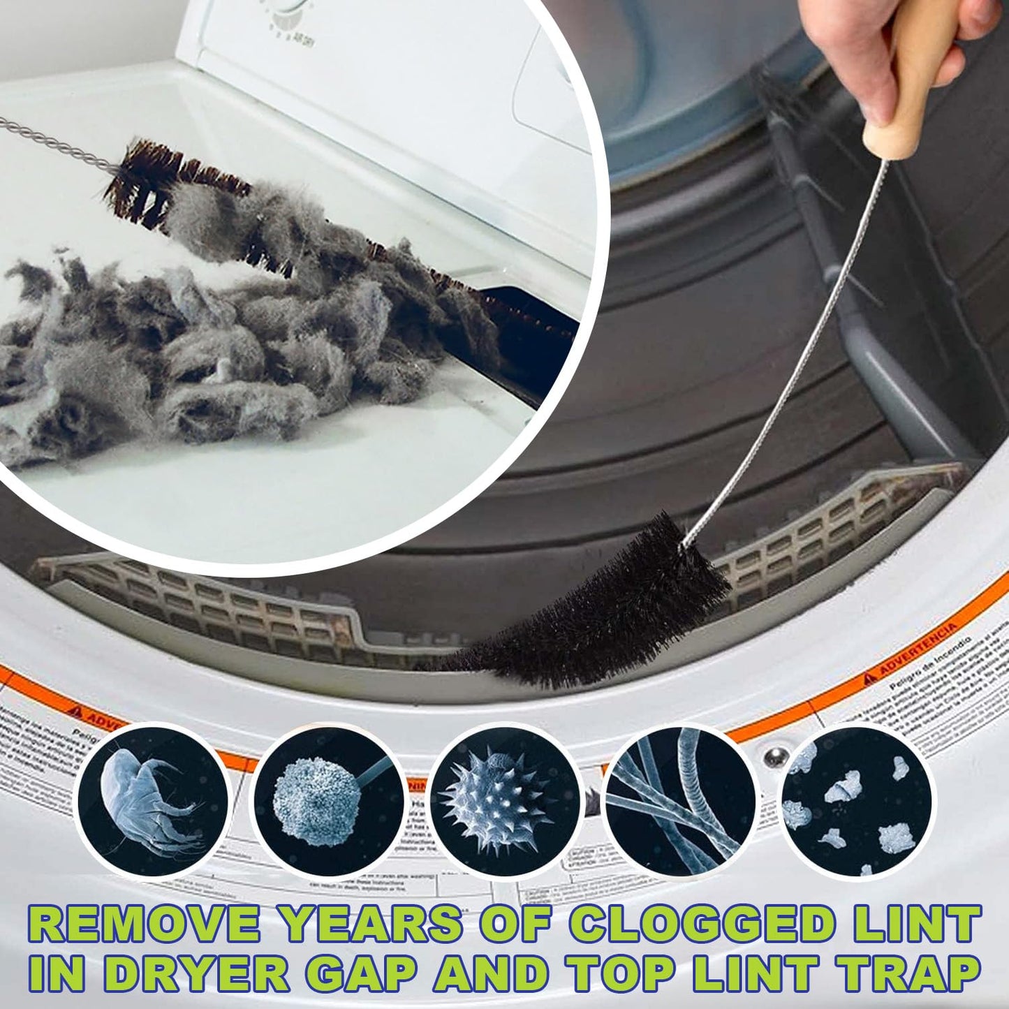 Sealegend Dryer Vent Cleaner Kit Dryer Lint Vac Attachment with Brush, Lint Remover, Dryer Vent Vacuum Hose Cleaning Tools, Blue