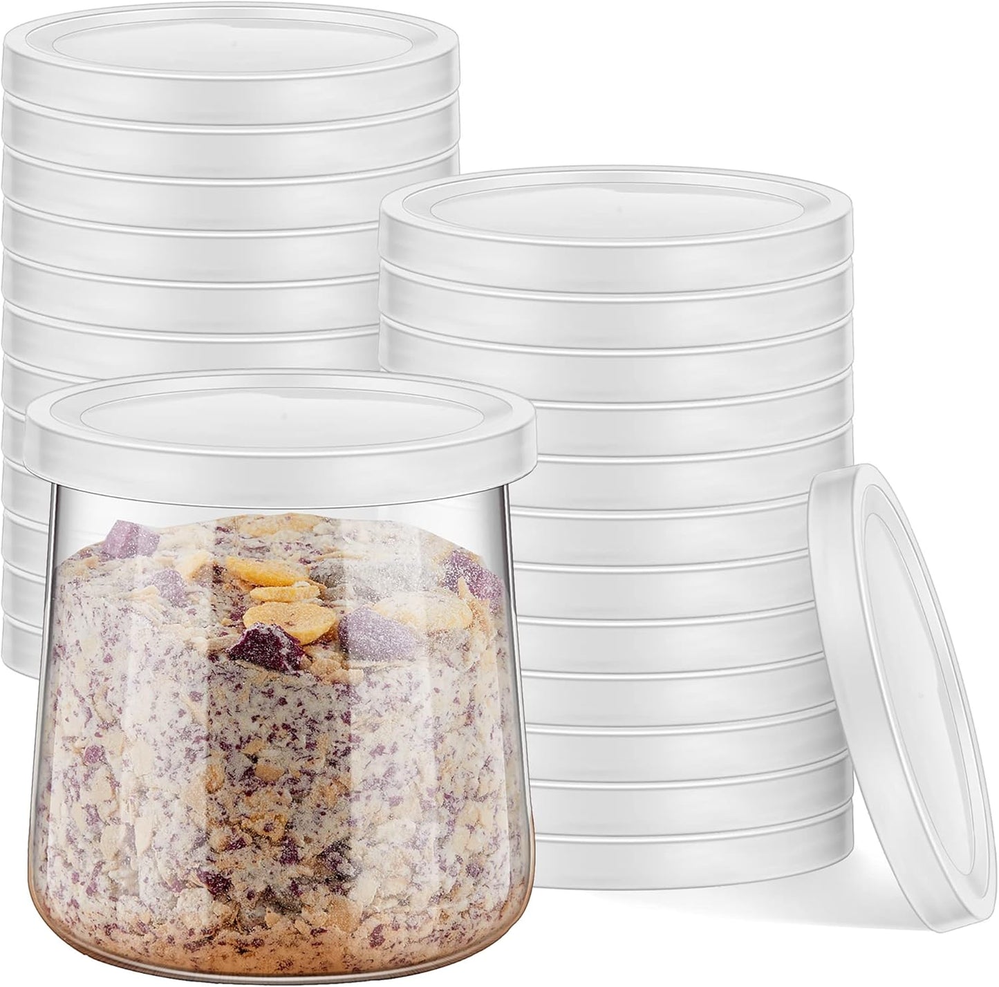 24 Tessco for you Pieces Yogurt Container Lids Clear Plastic Jar Lids Not Included Jar Replacement Compatible with Oui