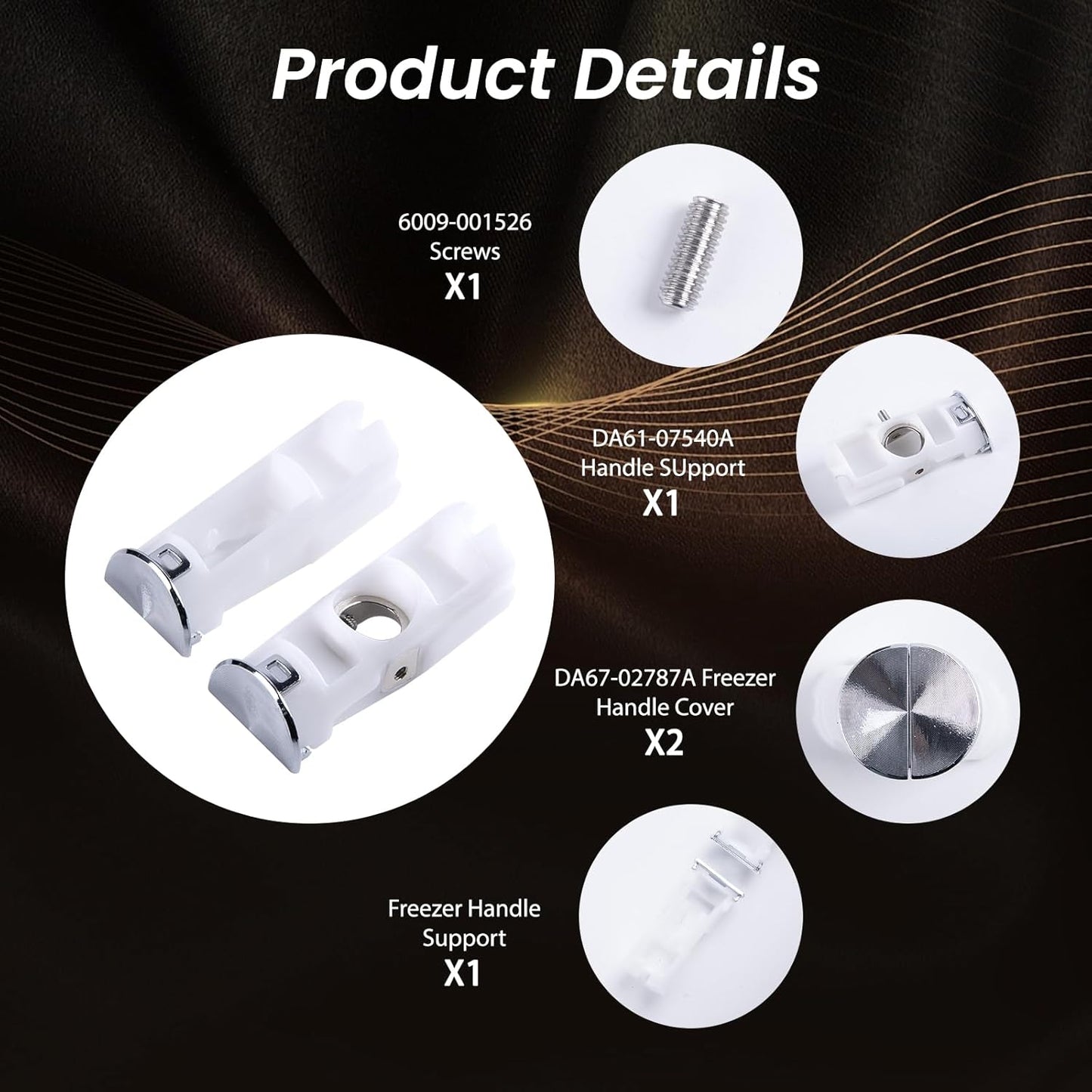 DA61-07540A Freezer Door Handle Support Kit, Compatible with Refrigerator Freezer Door Handle for AP5578979 3160453