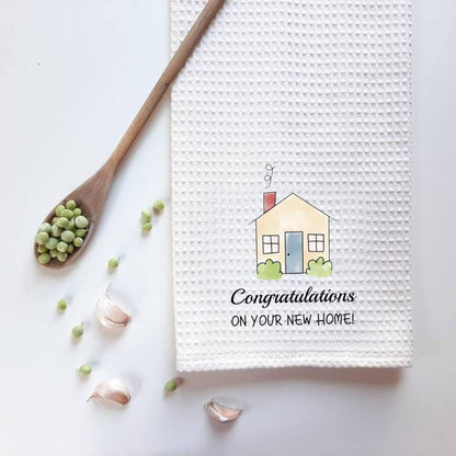 ZJXHPO New Home Kitchen Tea Towel, Congratulations On Your New Home Dish Towel, Housewarming Gift