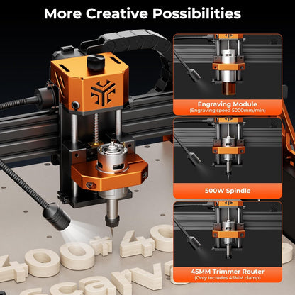 CNC Router Machine,ACMER Ascarva 4S CNC Milling Machine,70W 24V Spindle Power,15.7” x 15.7” x 3.7”,120W Whole Machine Power for Wood Plastic Acrylic MDF Carving Cutting