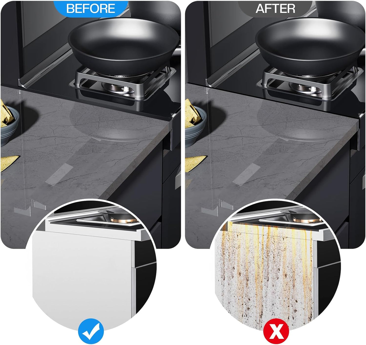 Stainless Steel Stove Gap Covers - Kitchen Stove Counter Gap Filler, Easy to Clean, Retractable Length 13.8" to 27.6"