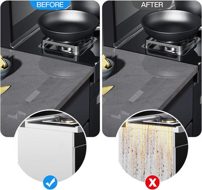Stainless Steel Stove Gap Covers - Kitchen Stove Counter Gap Filler, Easy to Clean, Retractable Length 13.8" to 27.6"