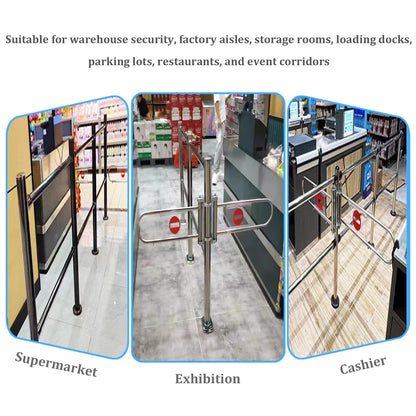 JIIPOREGJ Stainless Steel Supermarket Cashier Counter Safety Gatespring-Loaded Automatic Swing Door for Librarysmall 1-Way Pedestrian Access.Black-300X100Cmx6.3Cm