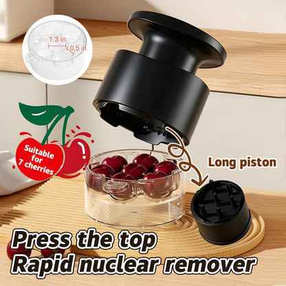Cherry Pitter Multiple, Quick Release Multi Cherries Stoner Pitter 7-in-1, Push Button Cherry Core Pitter Tool with Splatter Protector, Pit Seed Remover for Making Jam Cherry Dishes