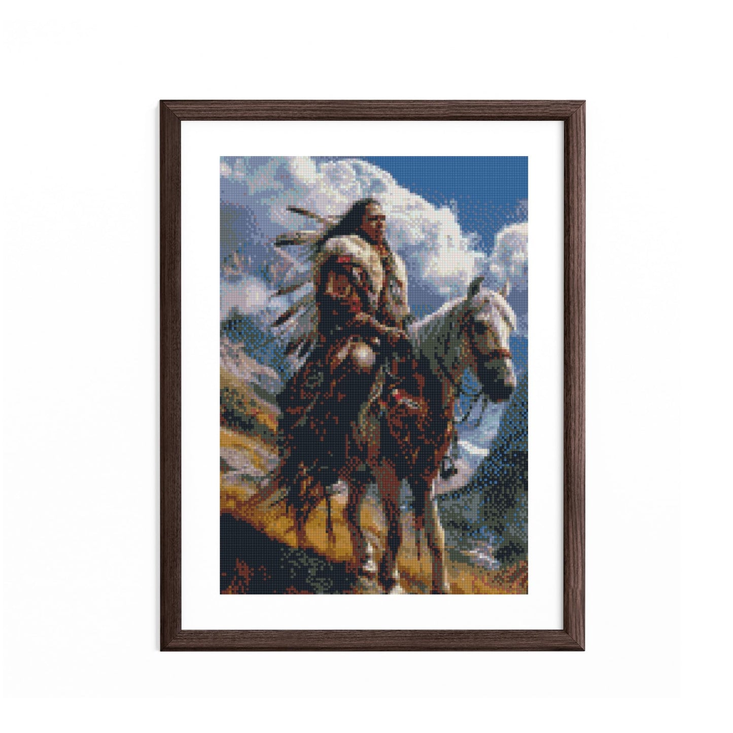 DIY 5D Diamond Art American Native Indian Chief and Horse Paint with Full Drill Round Diamond Gems Painting by Number Kits for Adults Art Craft Home Wall Decor 11.8x15.8in(3)
