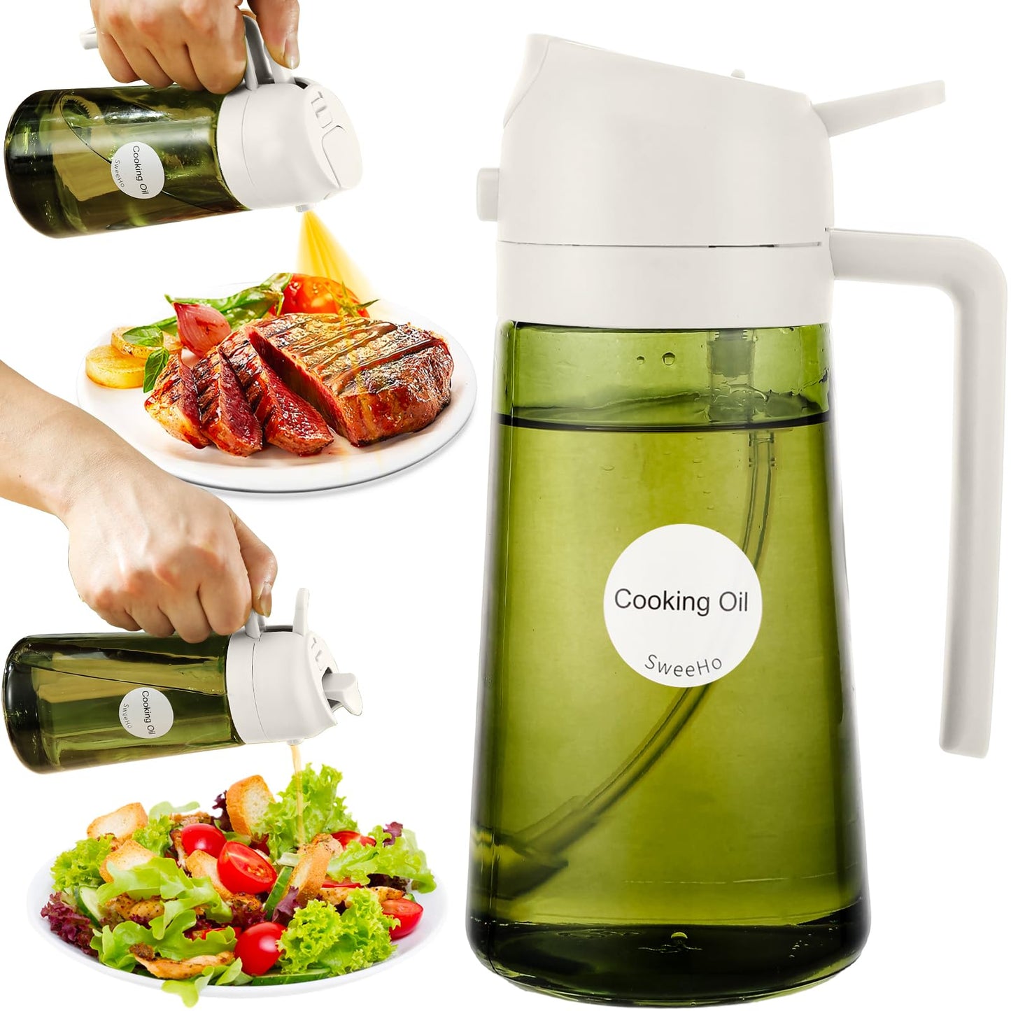 Oil Sprayer for Cooking, 2 In 1 Oil Dispenser and Oil Sprayer (Black+Dark Brown)
