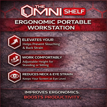 The OmniShelf Portable Workstation, Magnetic Toolbox, Laptop Stand w/ 50 lb Capacity, Hands Free Workstation, Attach to HVAC, Trucks, Walls, Poles etc. (Model # OSO1 - Magnets)