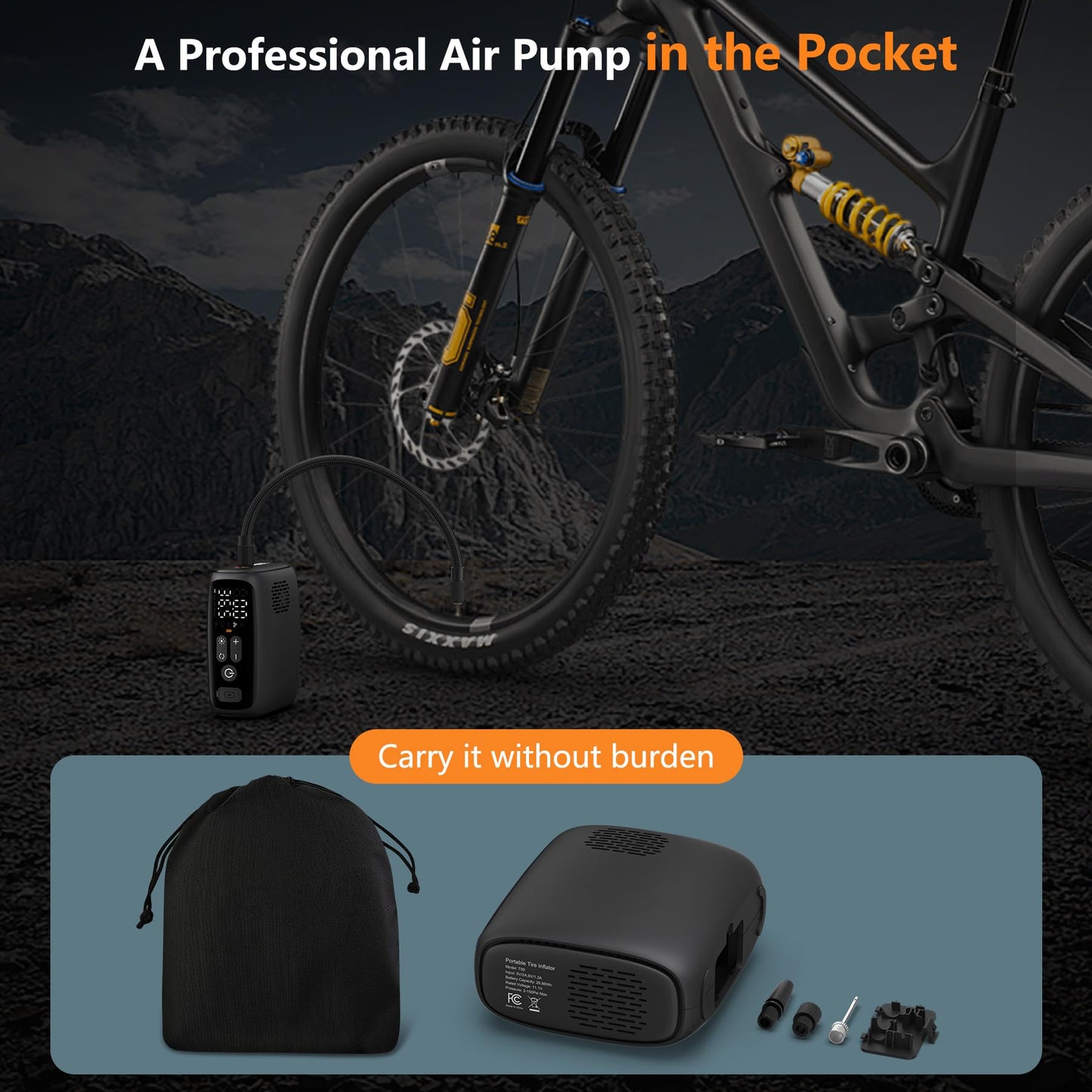 PESEIL Tire Inflator Portable Air Compressor, 28 Cylinders 12V Air Compressor, 140W Auto Shut-Off with LED Light 150psi Pump, Portable Air Compressor for Car Tires, Bicycle, Moto, Ball etc.