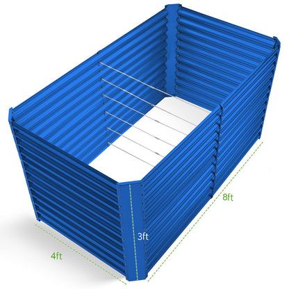Land Guard 8x4x3ft Rectangular Galvanized Raised Garden Beds, Large-Capacity Metal Planter Box Outdoor, Durable Deep Raised Garden Bed 3ft Tall, Raised Beds for Gardening Vegetables, Royal Blue