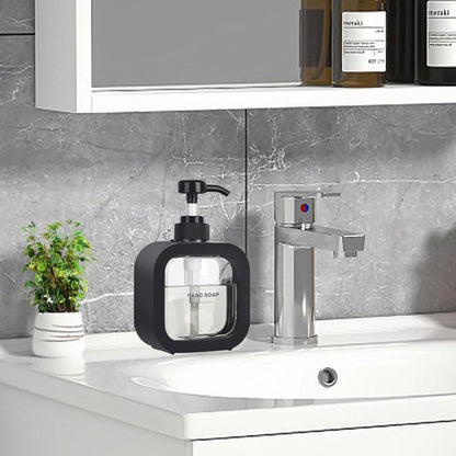 Hand & Dish Soap Dispenser - Modern Black Plastic Pump with Labels for Easy Use