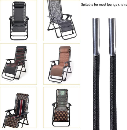 4 Pack SUQ I OME Replacement Cord for Zero Gravity Chair, Universal Replacement Elastic Cords Repair Tool Kit for Sun