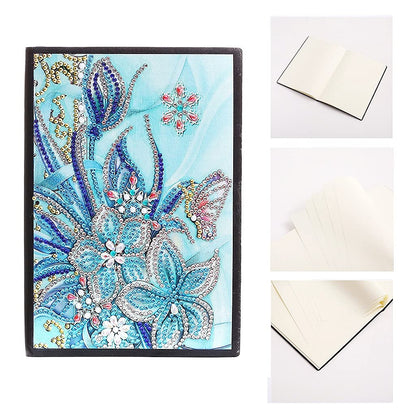 Generic 5D Diamond Painting Notebook and Bookmark Kits Butterfly Among Flowers Cover Leather Special Shaped Journal Sketchbook Crystal Diamond Art Hardcover Dairy Book Festival Birthday Gift 21x15cm