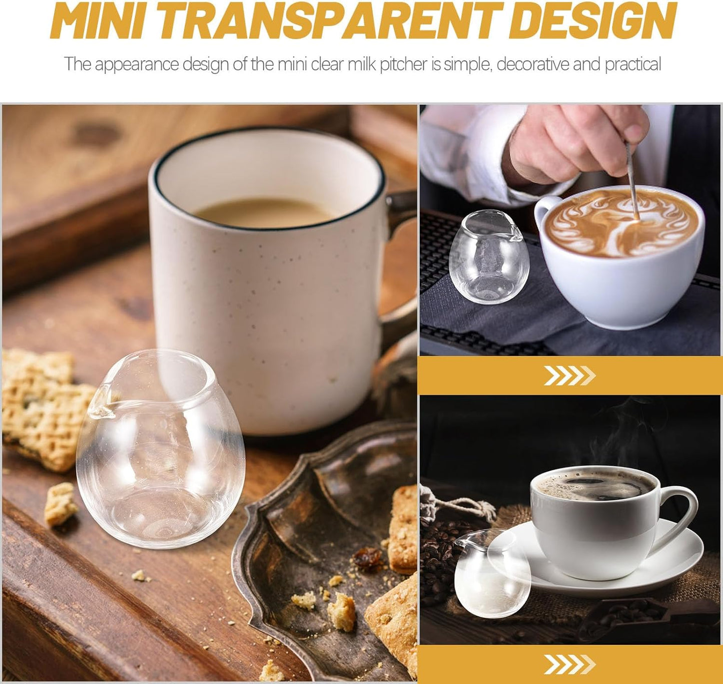 BESTOYARD Mini Glass Milk Cup Pitcher Set, 2 Pcs for Sauce, Maple Syrup, Coffee, Espresso Shots, and Tea