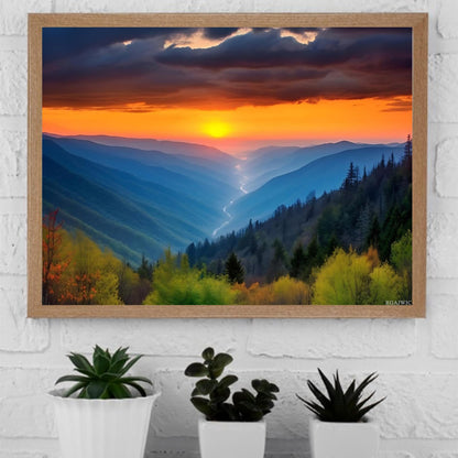 RGAJWIC Mountain Diamond Painting Kits for Adults Sunset in Great Smoky Mountains Diamond Art Kits for Adults Mountain Gem Art Kits for Adults Home Wall Craft Decoration 12x16 inch