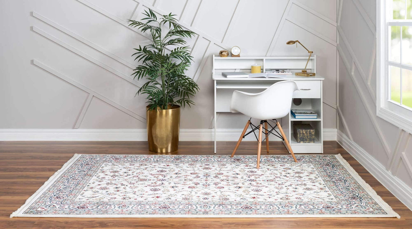 Unique Loom Narenj Collection Area Rug - Leeds (10' x 13' Rectangle, Ivory/ Blue)