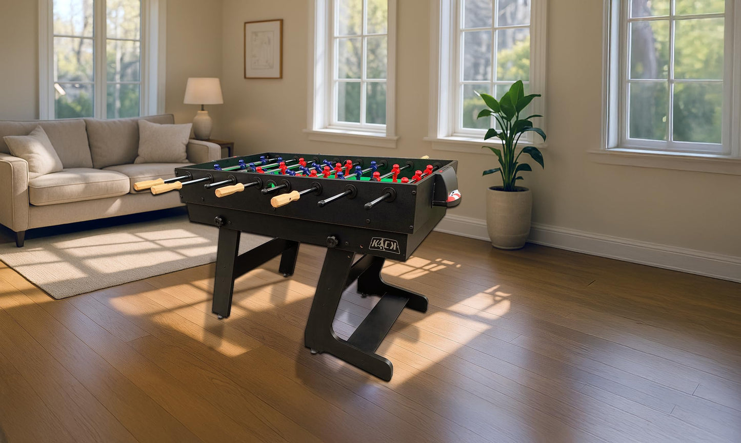 KICK Quatro 55" 4-in-1 Multi Game Table (Black) – Foosball, Billiards/Pool, Push Hockey & Ping Pong
