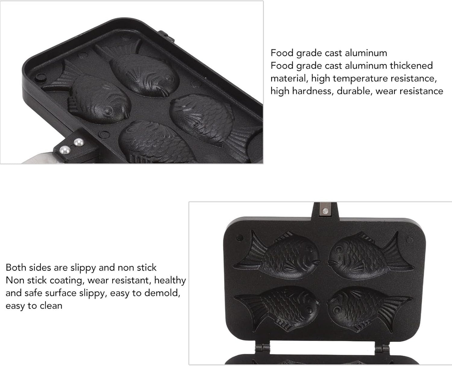 Luqeeg Taiyaki Pan, Japanese Non Stick Fish Shaped Pancake Baking Pan for Home Cooking Party Dessert