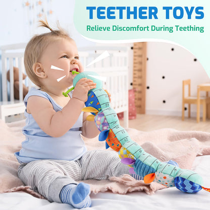 Sumobaby Baby Toys Musical Caterpillar, Stuffed Animal Activity Soft Toys with Teether,Multi-Sensory Crinkle, Rattle and Textures, for Tummy Time Baby Toys 0 to 12 Months Boys,Girls,Caterpillar(Blue)