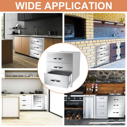 KODOM Outdoor Kitchen Drawers 18W x 24H x 23D Inch, Flush Mount Access BBQ Drawers, BBQ Island Drawers for Outdoor Kitchens or BBQ Island Patio Grill Station