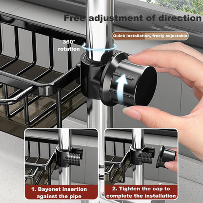 Sink Organizer Rack for Kitchen and Bathroom,Stainless Steel Detachable Hanging Faucet Drain Rack with Drip Tray Faucet