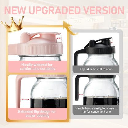 Cold Brew Coffee Maker with V-shaped Lid, 64oz Iced Coffee Maker with Stainless Steel Filter, BPA Free Pitcher